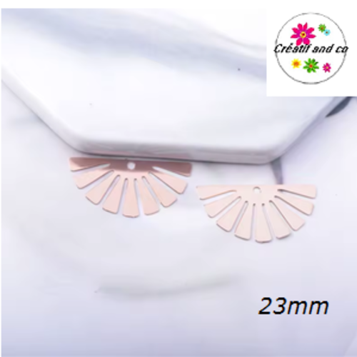 Breloque estampe éventail rose gold  23mm