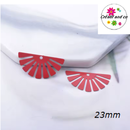 Breloque estampe éventail rouge 23mm