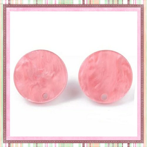 Clou oreille cercle rose nacrée acrylique et tige argent 925