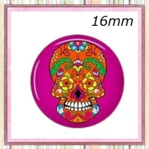 X2 cabochons tête de mort 16mm