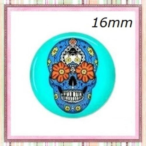 X2 cabochons tête de mort 16mm