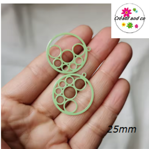 Breloque estampe cercle kaki clair 25mm