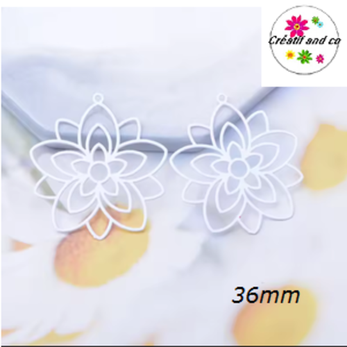 Breloque estampe fleur de vie blanche 36mm