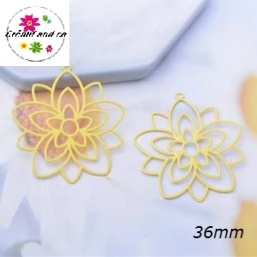 Breloque estampe fleur de vie jaune 36mm
