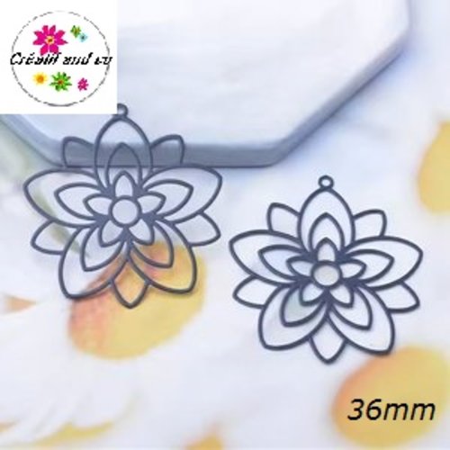 Breloque estampe fleur de vie noire 36mm