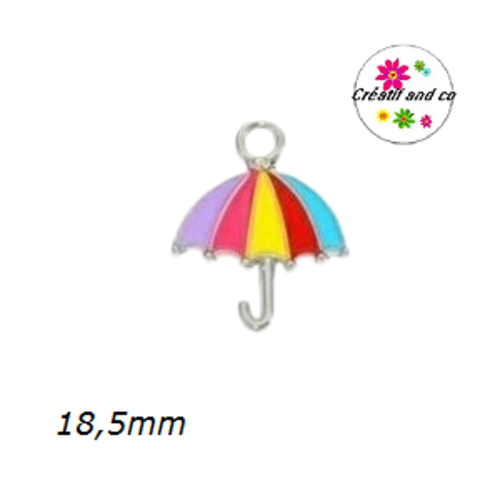 Breloque parapluie multicouleur émail 18,5mm