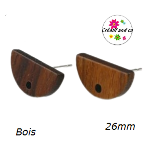 Puce oreille 1/2 cercle bois 26mm