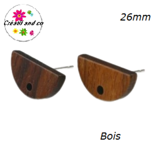 Puce oreille 1/2 cercle bois 26mm