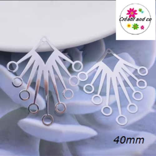 Breloque estampe géomètrique argent 40mm