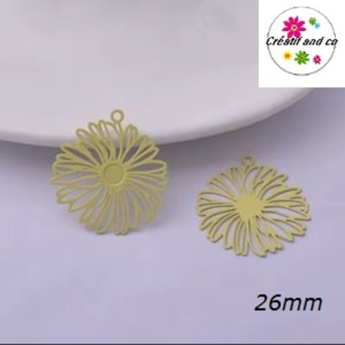 Breloque estampe fleur jaune 26mm