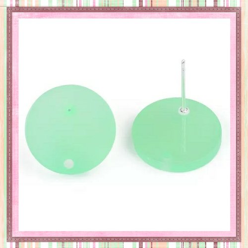 Clou oreille cercle vert translucide  acrylique et tige argent 925