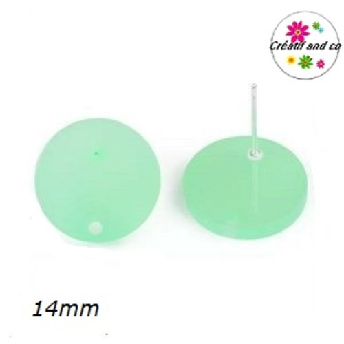 Clou oreille cercle vert translucide  acrylique et tige argent 925