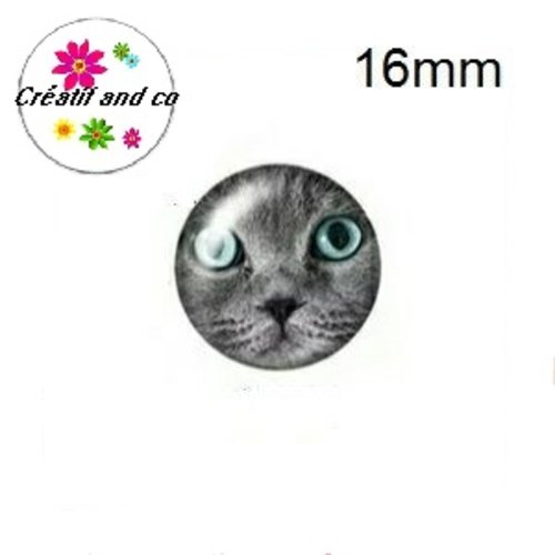 X2 cabochons chat 16mm