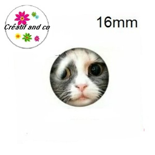 X2 cabochons chat 16mm