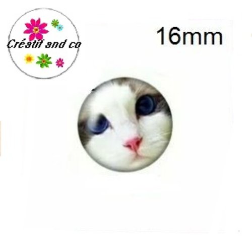 X2 cabochons chat 16mm