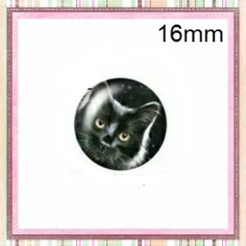 X2 cabochons chat verre 16mm