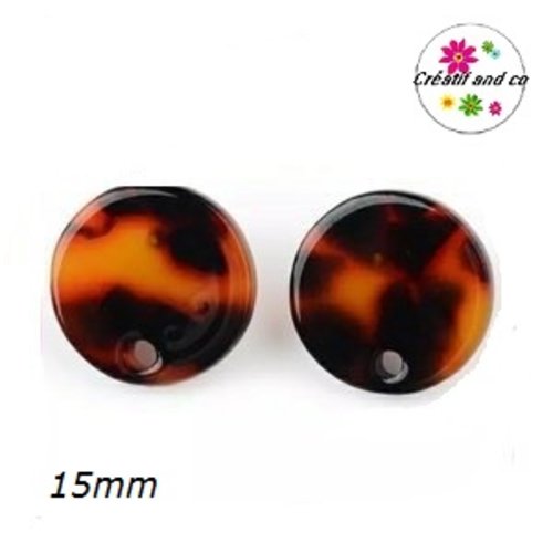 Clou oreille cercle motif léopard acrylique et tige argent 925