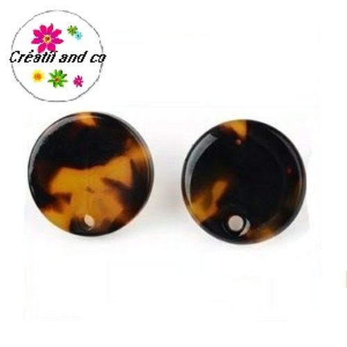 Clou oreille cercle motif léopard acrylique et tige argent 925