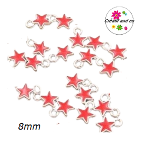 Breloque petite étoile rouge émail 8mm