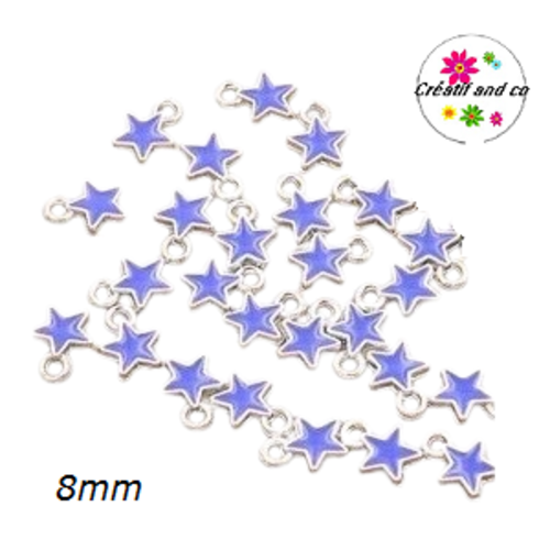 Breloque petite étoile bleue émail 8mm