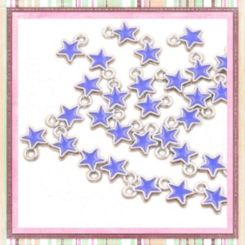 Breloque petite étoile bleue émail 8mm