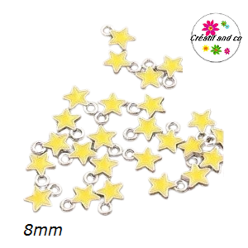 Breloque petite étoile jaune émail 8mm