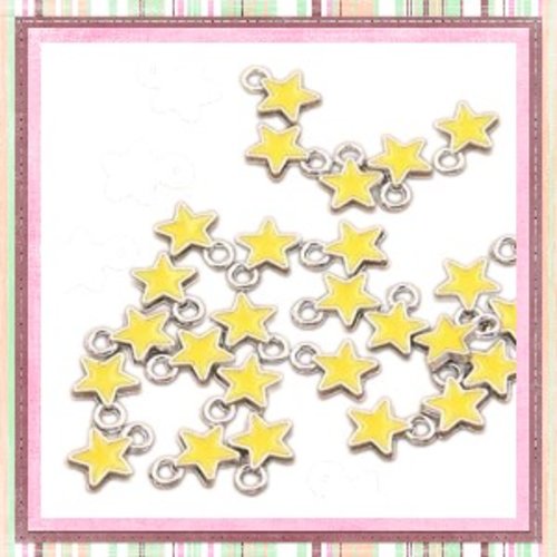 Breloque petite étoile jaune émail 8mm