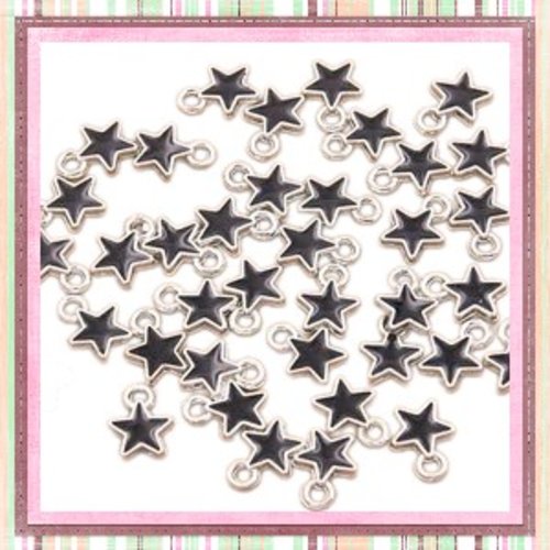 Breloque petite étoile noire émail 8mm