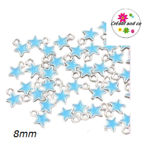 Breloque petite étoile turquoise émail 8mm