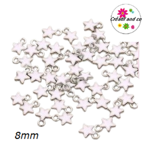 Breloque petite étoile blanche émail 8mm