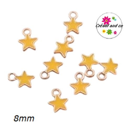 Breloque petite étoile jaune émail 8mm