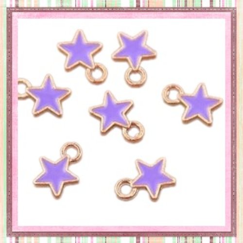Breloque petite étoile mauve émail 8mm