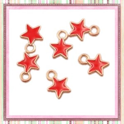 Breloque petite étoile rouge émail 8mm