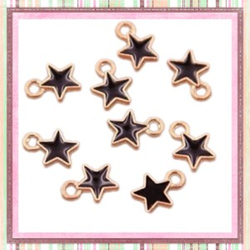Breloque petite étoile noire émail 8mm