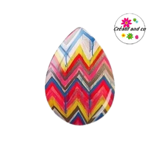 Cabochon goutte à motif 18x25mm