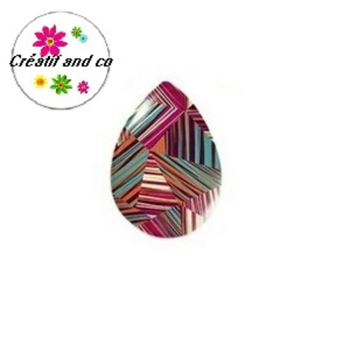 Cabochon goutte à motif 18x25mm
