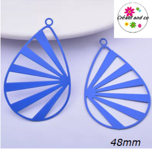 Breloque estampe ovale bleue 48mm