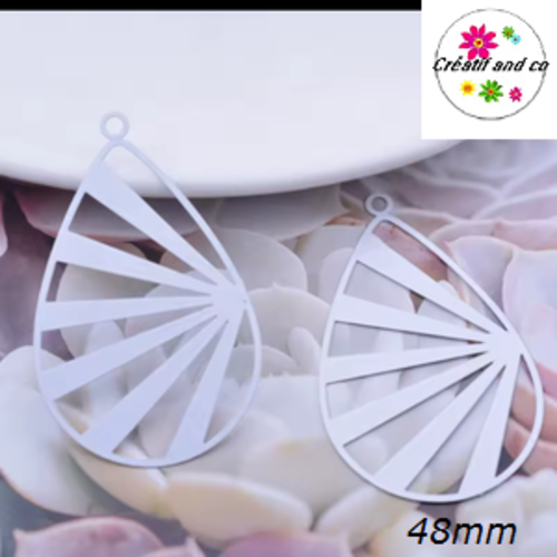 Breloque estampe ovale blanche 48mm