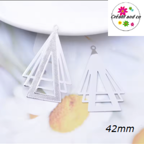 Breloque estampe trio de triangle argent 42mm