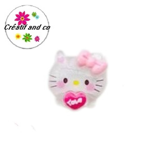 Cabochon chat kitty résine à coller 19mm