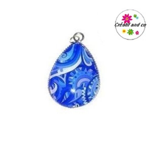 Pendentif cabochon goutte à motif