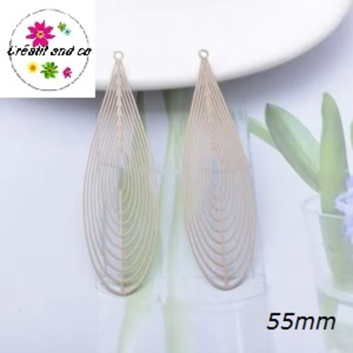 Breloque estampe grande goutte marron 55mm