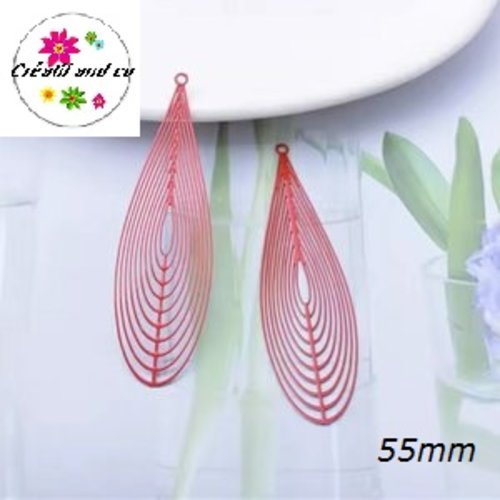 Breloque estampe grande goutte rouge 55mm