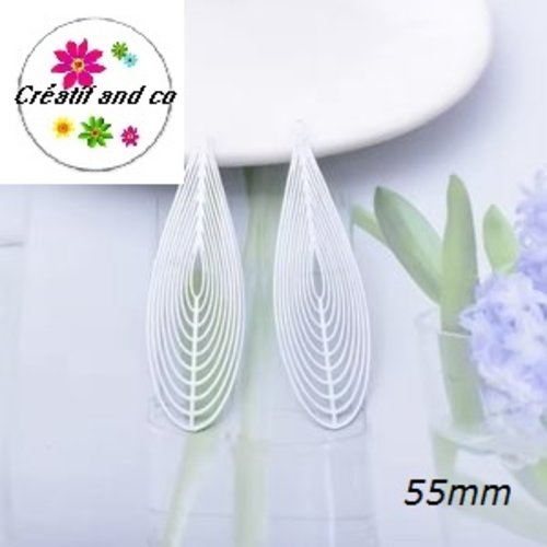 Breloque estampe grande goutte blanche 55mm