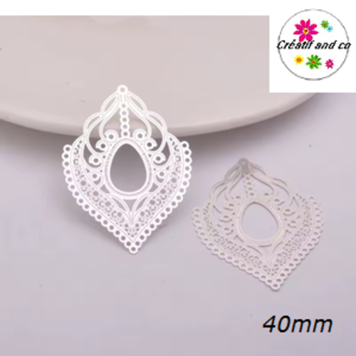 Breloque estampe feuille argent 40mm