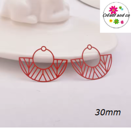 Breloque estampe forme bateau de mer rouge 30mm