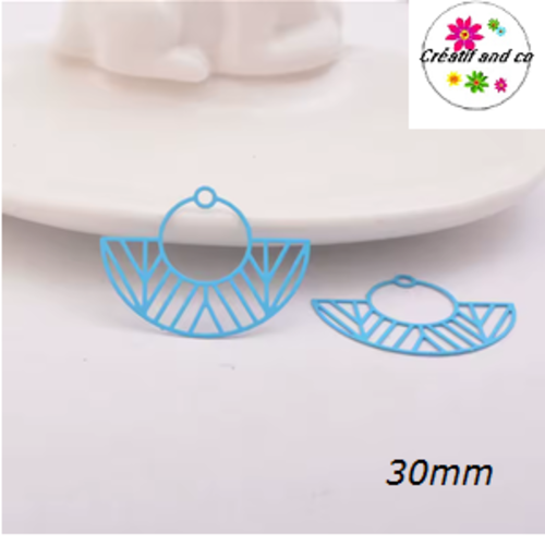 Breloque estampe forme bateau de mer turquoise 30mm