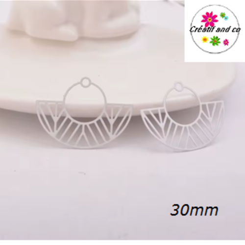 Breloque estampe forme bateau de mer blanc 30mm
