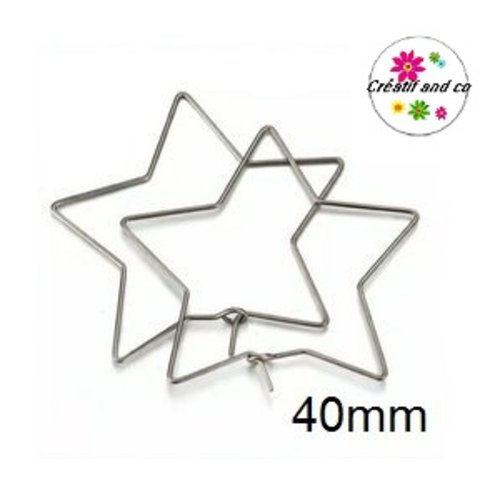 Boucle d'oreille étoile acier inoxydable 40mm