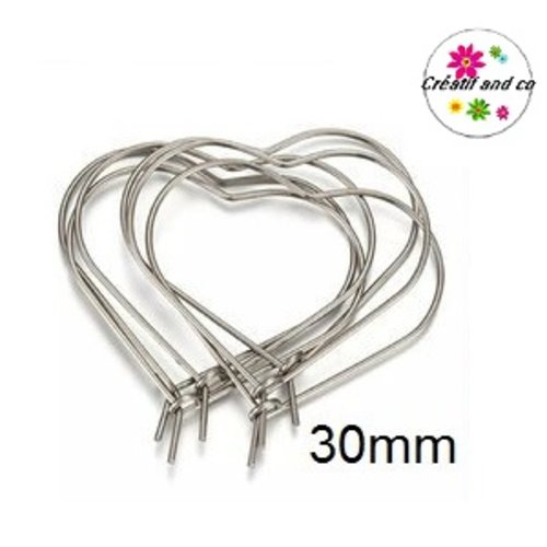 Boucle d'oreille coeur acier inoxydable 30mm